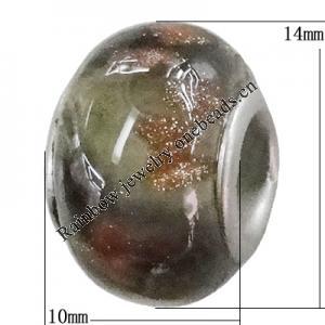 Handmade European style Lampwork Beads With Platinum Color Copper Core, 10x14mm Hole:5mm, Sold by PC