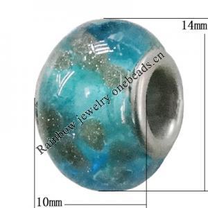 Handmade European style Lampwork Beads With Platinum Color Copper Core, 10x14mm Hole:5mm, Sold by PC