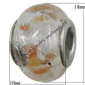 Handmade European style Lampwork Beads With Platinum Color Copper Core, 10x14mm Hole:5mm, Sold by PC