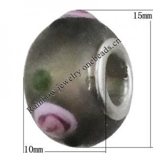 Handmade European style Lampwork Beads With Platinum Color Copper Core, 10x15mm Hole:5mm, Sold by PC