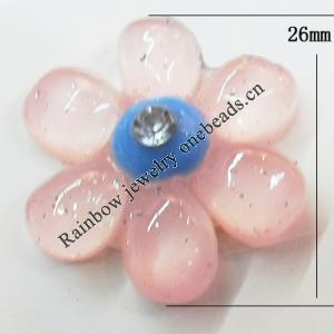 Resin Cabochons, No Hole Headwear & Costume Accessory, Flower 26mm, Sold by Bag