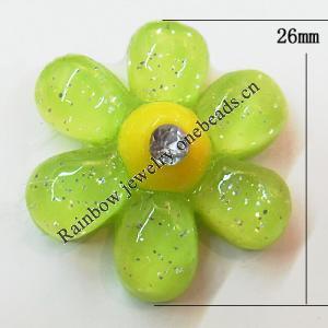 Resin Cabochons, No Hole Headwear & Costume Accessory, Flower 26mm, Sold by Bag