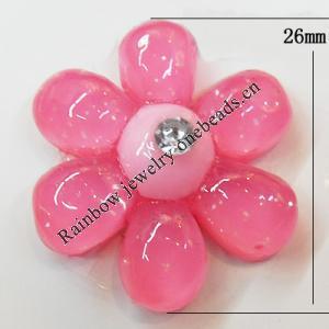 Resin Cabochons, No Hole Headwear & Costume Accessory, Flower 26mm, Sold by Bag