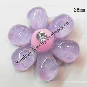 Resin Cabochons, No Hole Headwear & Costume Accessory, Flower 26mm, Sold by Bag