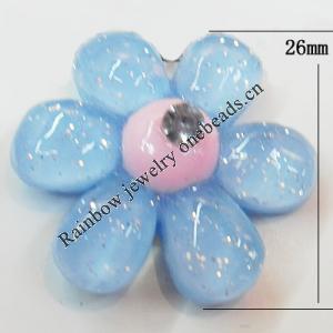 Resin Cabochons, No Hole Headwear & Costume Accessory, Flower 26mm, Sold by Bag