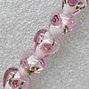 Silver Foil Lampwork Beads, Heart 12mm Hole: About 1.5mm, Sold by PC