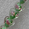 Silver Foil Lampwork Beads, Heart 12mm Hole: About 1.5mm, Sold by PC