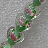 Silver Foil Lampwork Beads, Heart 14mm Hole: About 1.5mm, Sold by PC