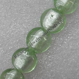 Silver Foil Lampwork Beads, Flat Round 15mm Hole: About 1.5mm, Sold by PC