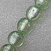 Silver Foil Lampwork Beads, Flat Round 15mm Hole: About 1.5mm, Sold by PC