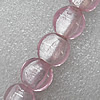 Silver Foil Lampwork Beads, Flat Round 15mm Hole: About 1.5mm, Sold by PC