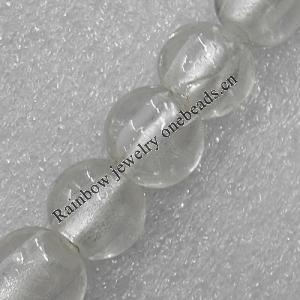 Silver Foil Lampwork Beads, Flat Round 15mm Hole: About 1.5mm, Sold by PC