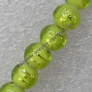 Silver Foil Lampwork Beads, Round 10mm Hole: About 1.5mm, Sold by PC