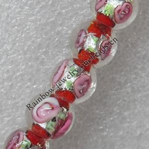 Silver Foil Lampwork Beads, Round 14mm Hole: About 1.5mm, Sold by PC