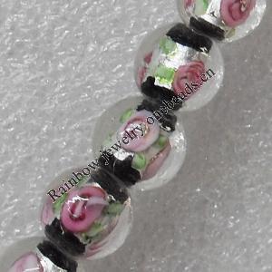 Silver Foil Lampwork Beads, Round 12mm Hole: About 1.5mm, Sold by PC