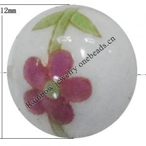 Porcelain beads, Round 12mm Sold by Bag