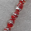 Silver Foil Lampwork Beads, Flat Round 15mm Hole: About 1.5mm, Sold by PC