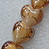 Gold Foil Lampwork Beads, Heart 14mm Hole: About 1.5mm, Sold by PC