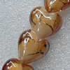 Gold Foil Lampwork Beads, Heart 22mm Hole: About 2mm, Sold by PC