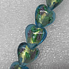 Gold Foil Lampwork Beads, Heart 15mm Hole: About 1.5mm, Sold by PC