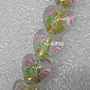 Gold Foil Lampwork Beads, Heart 15mm Hole: About 1.5mm, Sold by PC