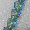 Gold Foil Lampwork Beads, Heart 16mm Hole: About 1.5mm, Sold by PC