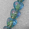 Gold Foil Lampwork Beads, Heart 18mm Hole: About 1.5mm, Sold by PC