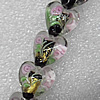 Gold Foil Lampwork Beads, Heart 15mm Hole: About 1.5mm, Sold by PC