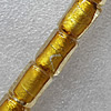 Gold Foil Lampwork Beads, Tube 14x18mm Hole: About 1.5mm, Sold by PC