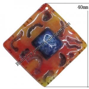 Resin Pendant, 40mm Hole:1mm, Sold by Bag