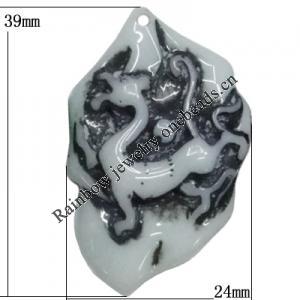 Resin Pendant, 39x24mm Hole:1mm, Sold by Bag