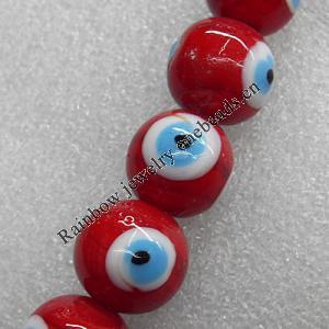 Turkish Handmade Lampwork Glass Evil Eye Beads, Round 20mm Hole: About 2mm, Sold by PC