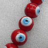 Turkish Handmade Lampwork Glass Evil Eye Beads, Round 24mm Hole: About 2mm, Sold by PC