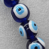 Turkish Handmade Lampwork Glass Evil Eye Beads, Round 20mm Hole: About 2mm, Sold by PC