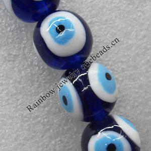 Turkish Handmade Lampwork Glass Evil Eye Beads, Round 22mm Hole: About 2mm, Sold by PC