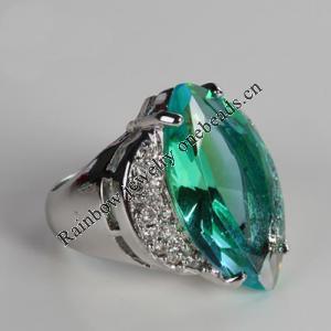 Metal Alloy & Lampwork Glass Ring, Hole:About 16mm, Sold by PC 