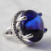Metal Alloy & Lampwork Glass Ring, Hole:About 16mm, Sold by PC 