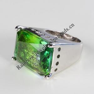 Metal Alloy & Lampwork Glass Ring, Hole:About 16mm, Sold by PC 