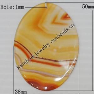 Agate Pendant,“Age of Innocence” Flat Oval 50x38mm Hole:1mm, Sold by PC