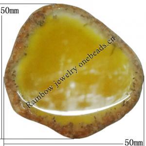 Handmade Agate Pendant,“Heart of the Ocean” Nugget 50x50mm Hole:1mm, Sold by PC