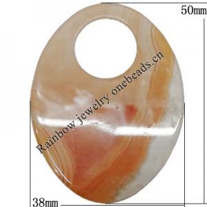 Agate Pendant,“Across Prairie” Flat Oval 50x38mm Hole:1mm, Sold by PC