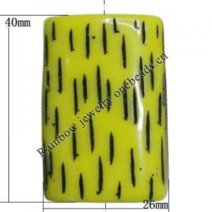 Resin Bead, Rectangle 40x26mm Hole:2mm, Sold by Bag