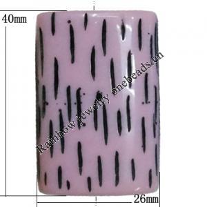 Resin Bead, Rectangle 40x26mm Hole:2mm, Sold by Bag