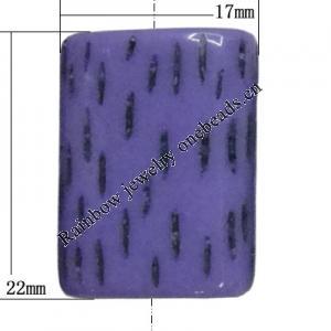 Resin Bead, Rectangle 22x17mm Hole:2mm, Sold by Bag