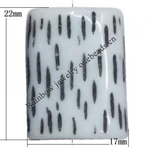 Resin Bead, Rectangle 22x17mm Hole:2mm, Sold by Bag