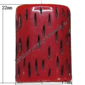 Resin Bead, Rectangle 22x17mm Hole:2mm, Sold by Bag