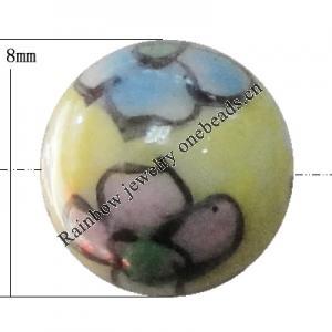 Porcelain beads, Round 8x8mm Hole:1mm, Sold by Bag