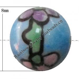Porcelain beads, Round 8x8mm Hole:1mm, Sold by Bag