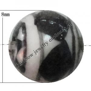 Porcelain beads, Round 8x8mm Hole:1mm, Sold by Bag