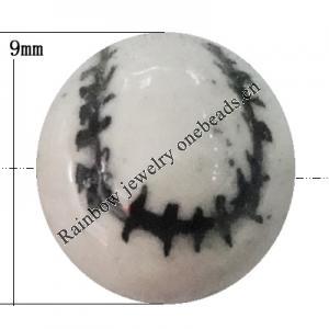 Porcelain beads, Round 9x9mm Hole:1mm, Sold by Bag